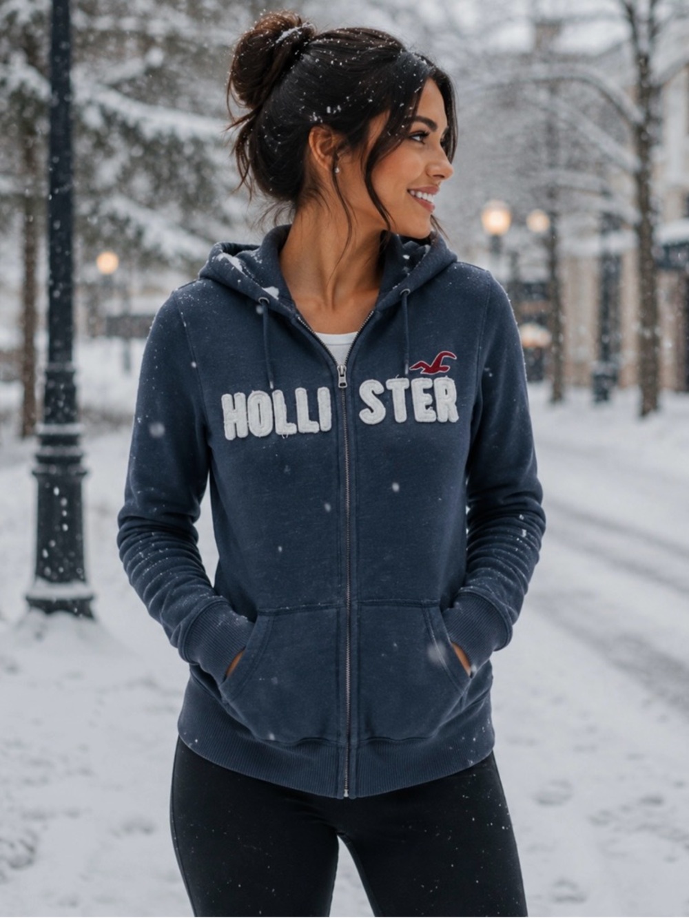 Hollister Navy Hoodie with Logo